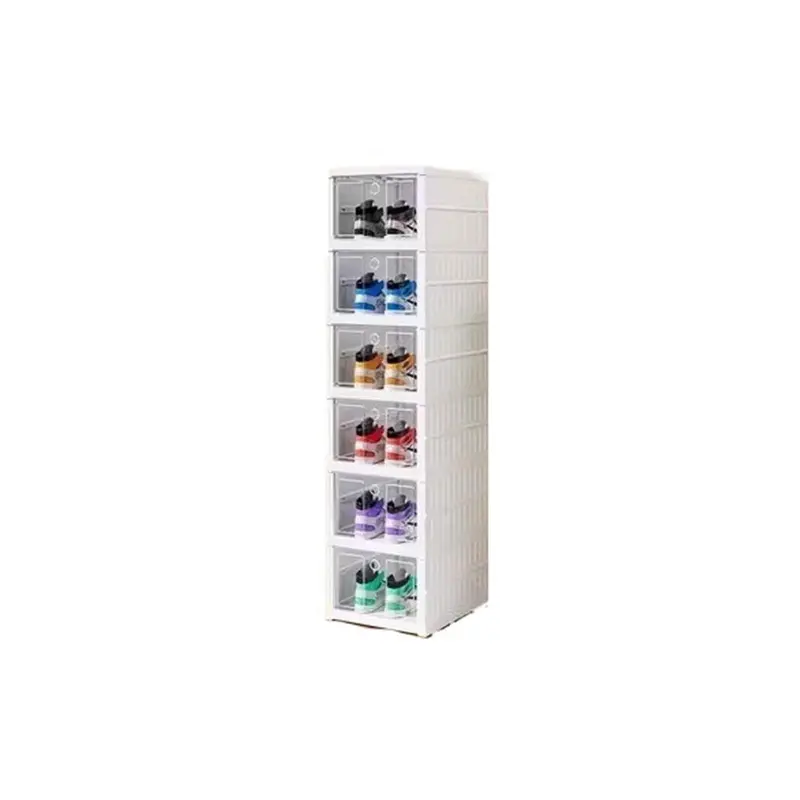 Slim Foldable Shoe Storage Tower – Narrow 6-Tier Or 9-Tier Vertical Cabinet 1