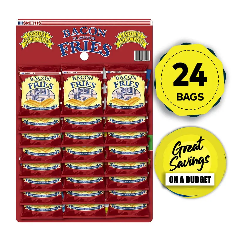 Smiths Savoury Bacon Fries Snack Pack – 24 × 24G Bags (Best Before Date Shown) 1