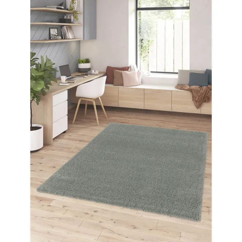Soft Medium-Pile Shaggy Area Rug In Manzo Blue-Gray – 170 X 120 Cm For Bedroom Or Hallway 1