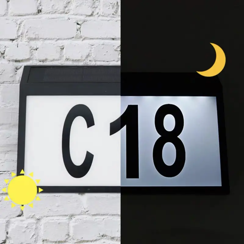 Solar-Powered Outdoor Address Sign – Led-Illuminated Waterproof House Number Plaque For Driveways, Yards & Entryways 1
