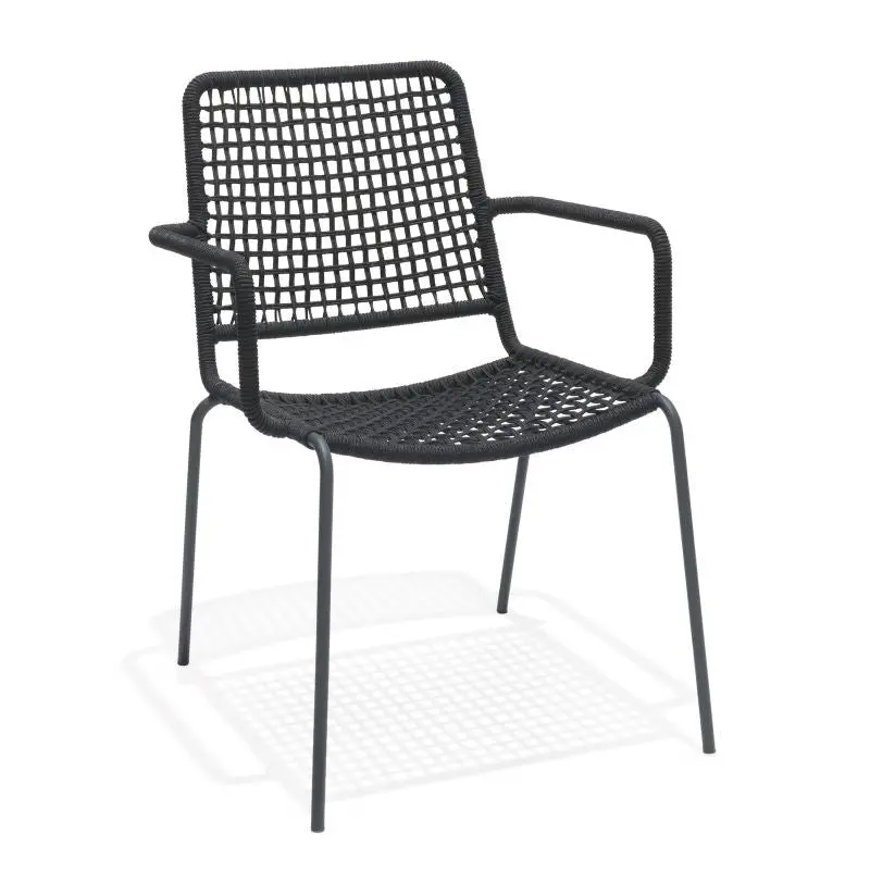 Stackable Black Steel And Rope Chair 1