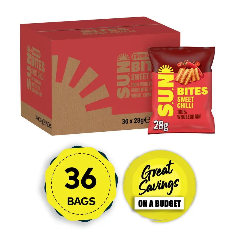 Sunbites Sweet Chilli Light Snacks – 36 × 28G Sharing Bags, Sun-Ripened Flavour 1