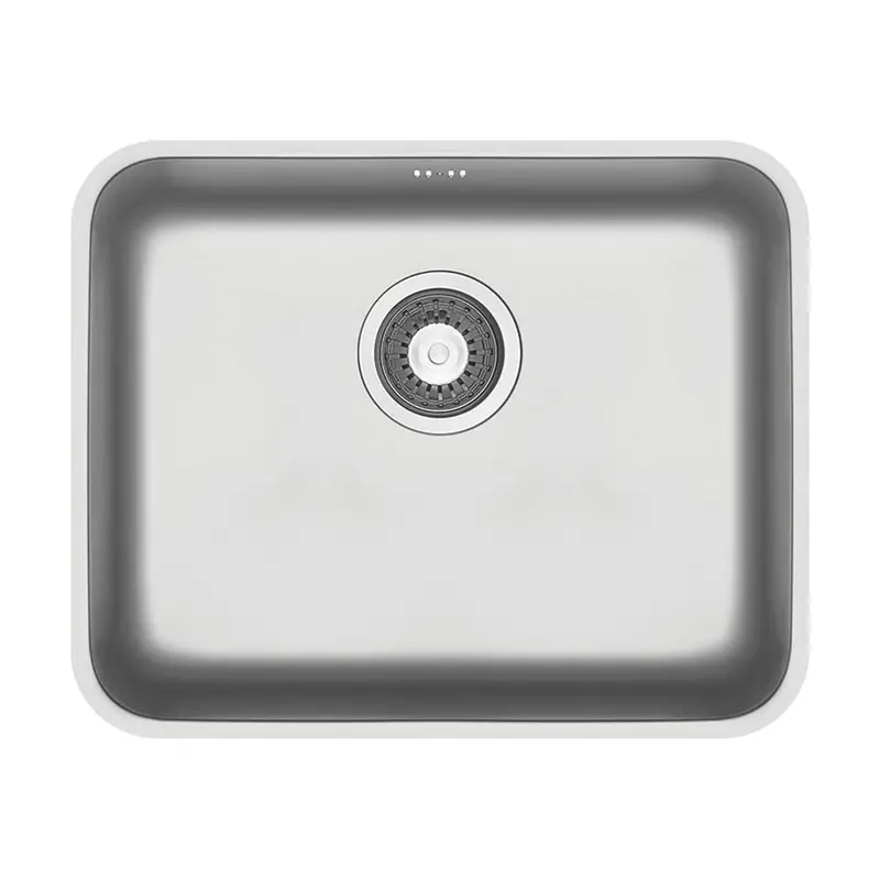 Swirl Stainless Steel Kitchen Sink – Grey Rectangular 1-Bowl Inset Model With Waste (524Mm Width) 1