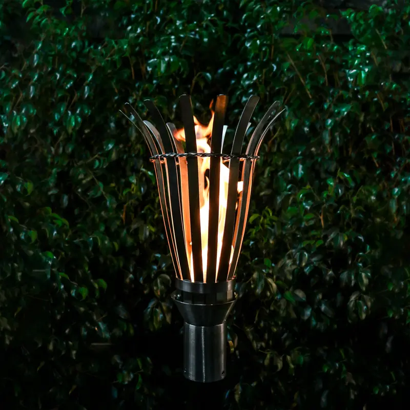 The Outdoor Plus Basket-Style Stainless Steel Torch With Top Base 1