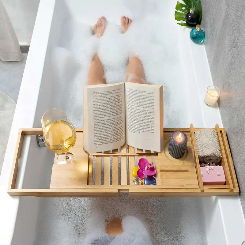 Trayth Expandable Bamboo Bath Tray For Shower Or Tub By Innovagoods 1