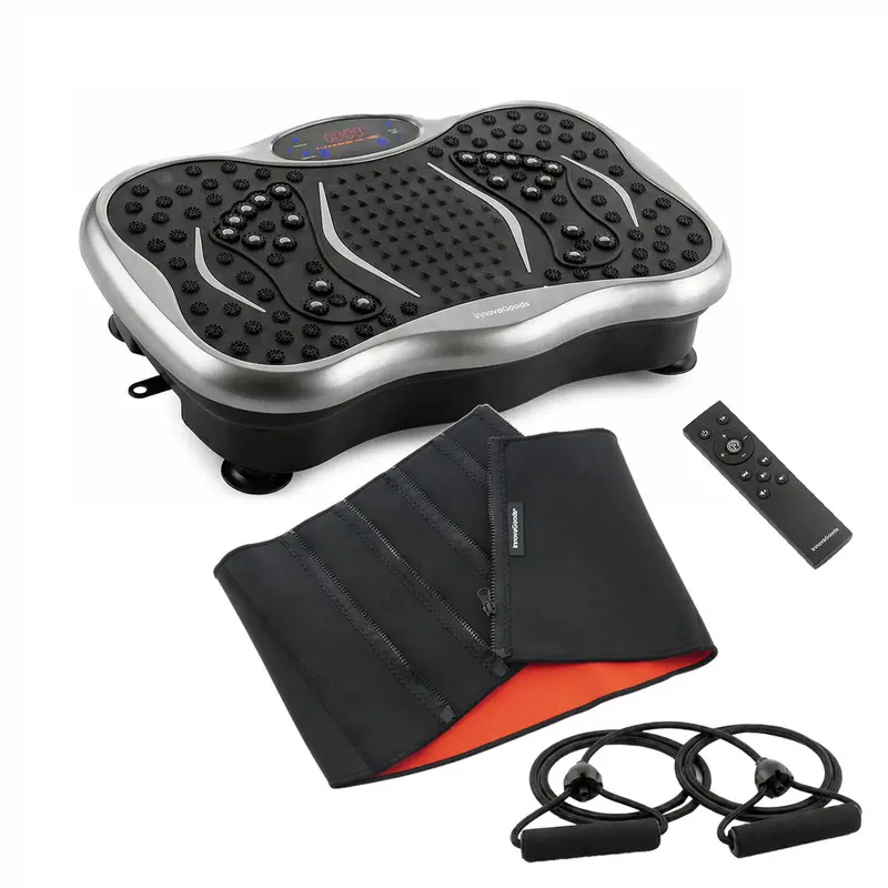 Vibration Platform With Speaker, Remote & Resistance Bands + Sauna Waist Trainer – Innovagoods Hybrid Wellness Kit 1