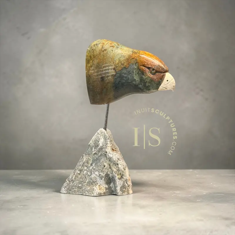 Vintage 10-Inch Hawk Carving By Bill Nasogaluak – 'Hawk Eye' 1
