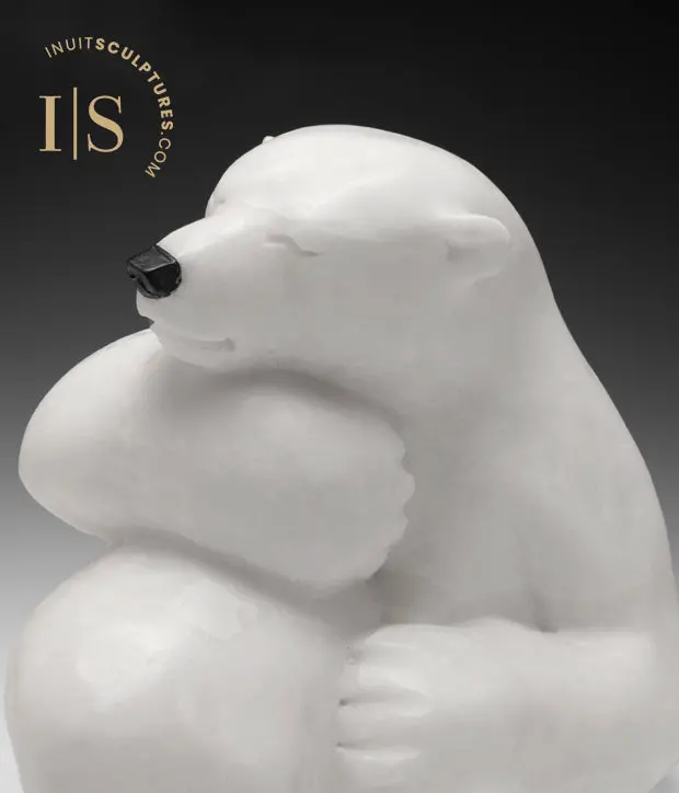 Vintage 16-Inch Hugging Polar Bear By Bill Nasogaluak – 'Ursus' 1