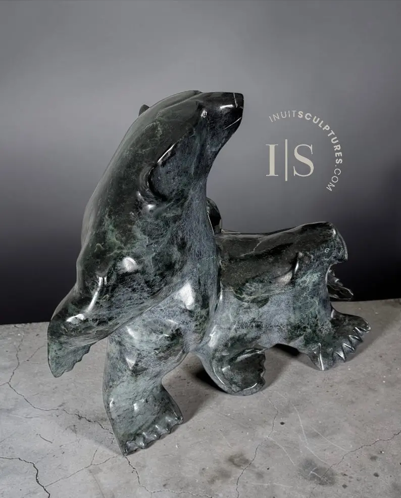 Vintage 22-Inch Bonded Bear And Walrus Sculpture — Nuna Parr'S Final Masterpiece, 'Never Apart' 1