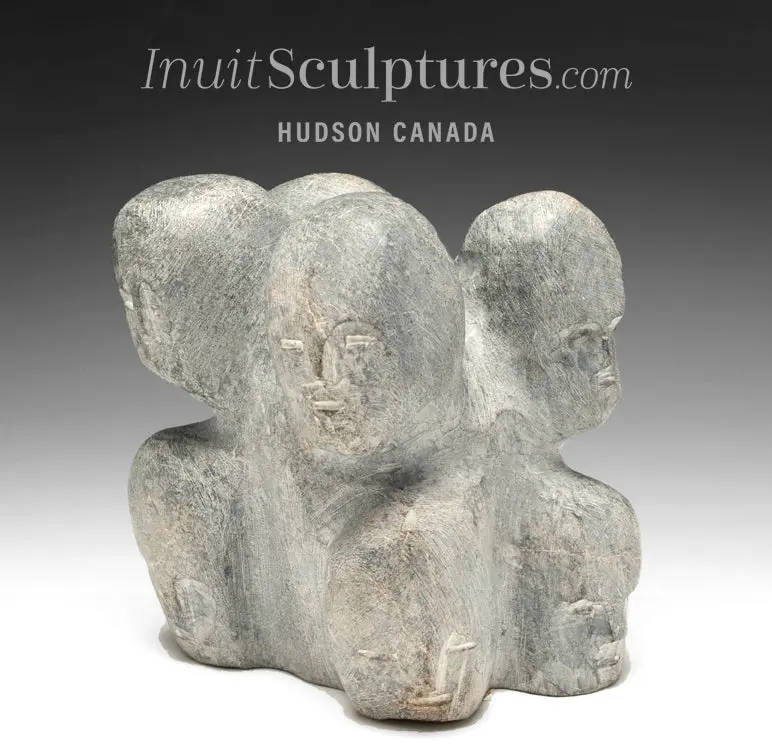 Vintage 6-Inch Faces Carving By Tuna Iqulik Rca – 'Generations' 1