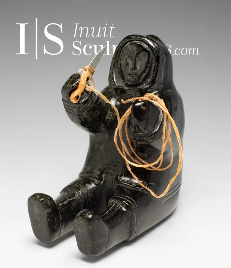 Vintage 6-Inch Inuk Woman Carving By Samwillie Niviaxie Rca, 'Housemaid' 1