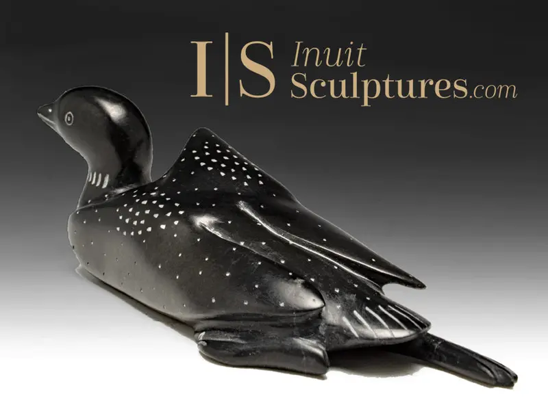 Vintage 6-Inch Loon Sculpture By Jimmy Iqaluq – 'Sweet Grass' 1