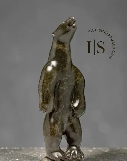 Vintage 8-Inch Dancing Bear Carving By Josephee Nuvaqirq – 'The Audition' 1