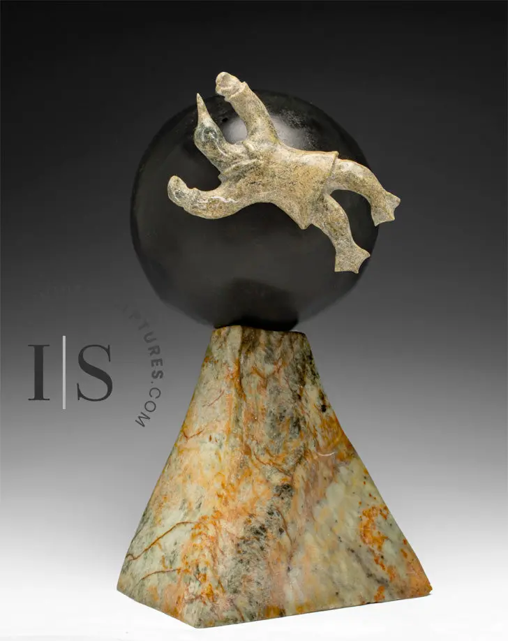 Vintage 9-Inch Shaman Figure By Bill Nasogaluak — 'Shaman'S Flight To The Moon' Spirit Art 1