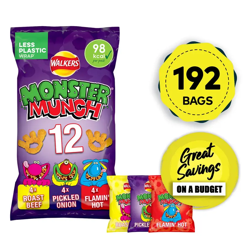 Walkers Variety Crisps Mix Pack – Monster Munch & More, 16 × 12G Snacks 1