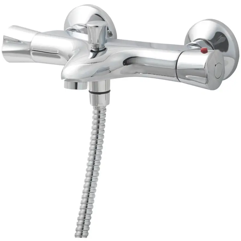 Wall-Mounted Thermostatic Bath & Shower Mixer Tap In Chrome Finish 1