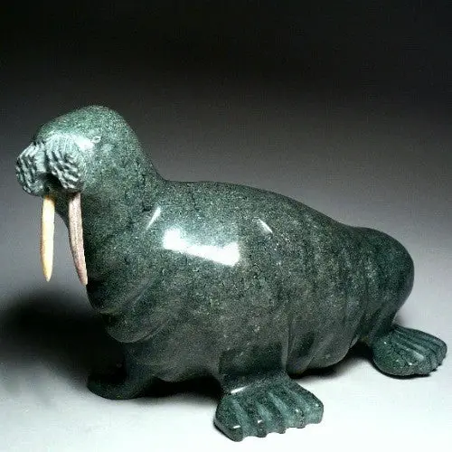 Walrus Sculpture Basking In Sunlight By Noah Onalik 1