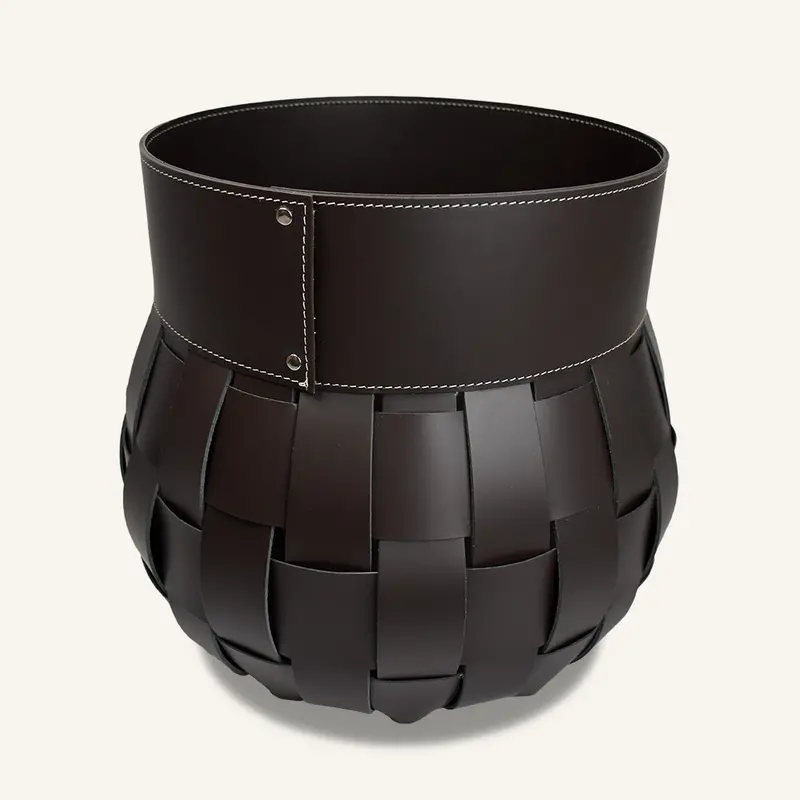 Woven Firewood Storage Bin With Rustic Treccio Design 1
